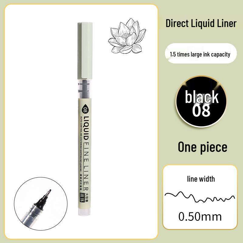 High-Capacity Black Waterproof Fine Liner Brush Pen for Students & Artists