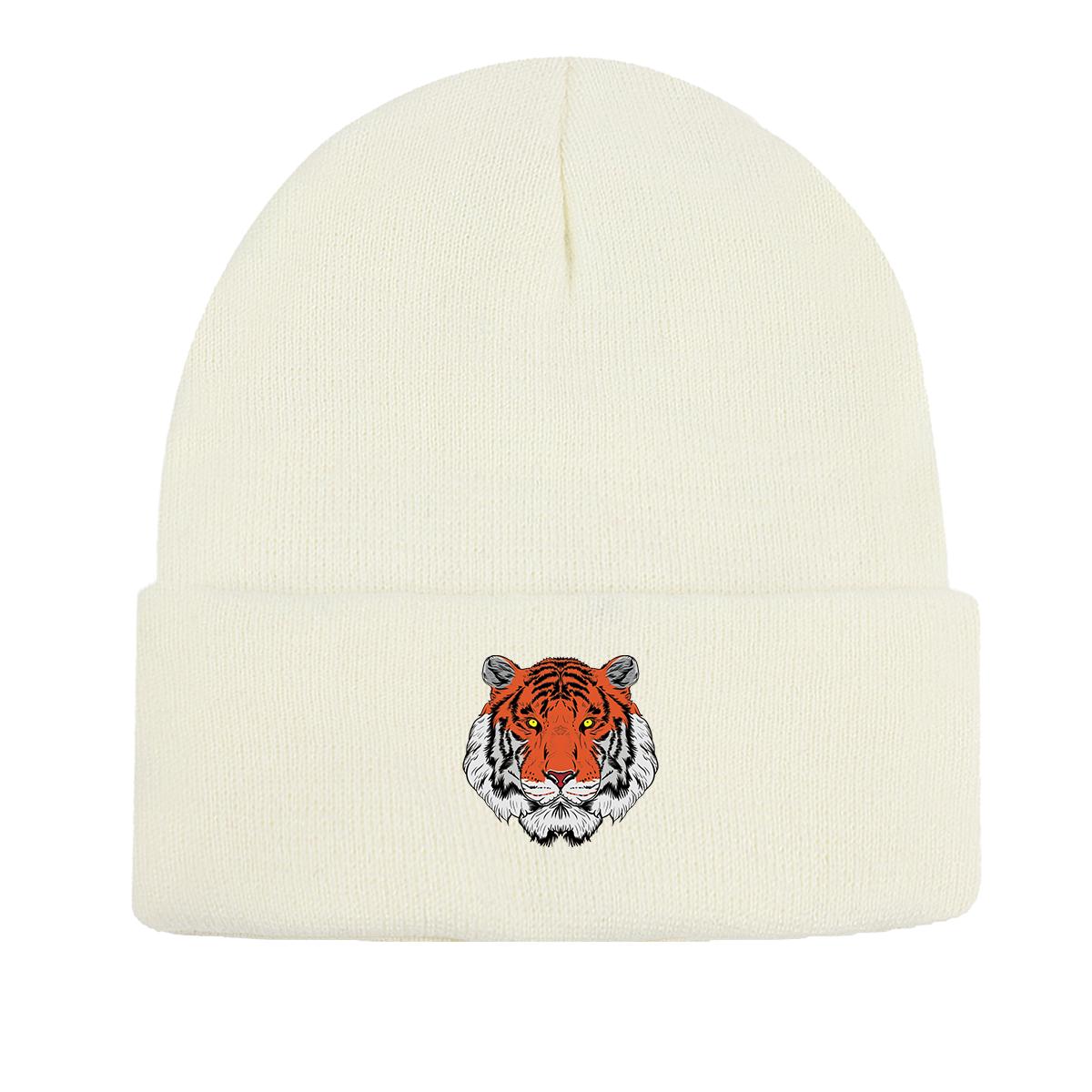 

Шапка Fierce Tiger Winter Knitted Cap Beanie, шапка Animal Skull Cap Cancer Chemo Thermal Sporting Bonnet Knit Beanie as the picture белый