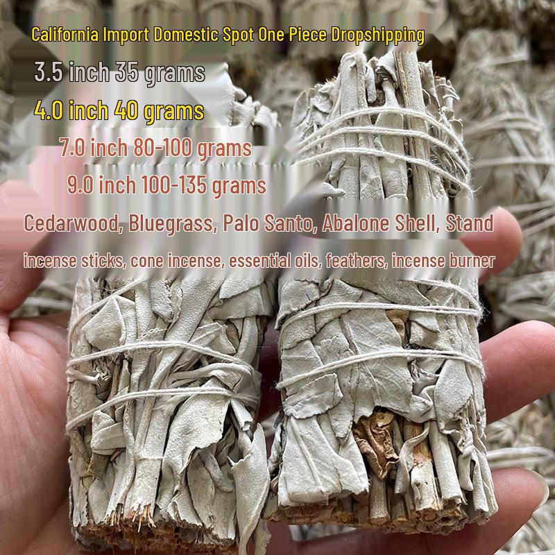 White Sage, Blue Sage, Cedar Stick, Palo Santo, Incense Tower, and Abalone Shell Set