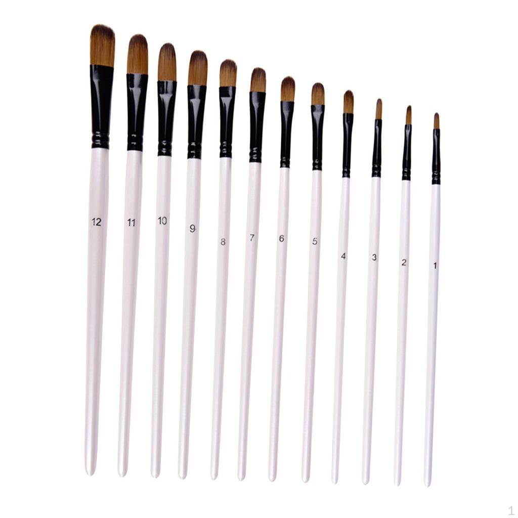 12 buc / set Set de pensule pentru pictură pentru artist, mâner din lemn Vopsea acrilică Nylon Art