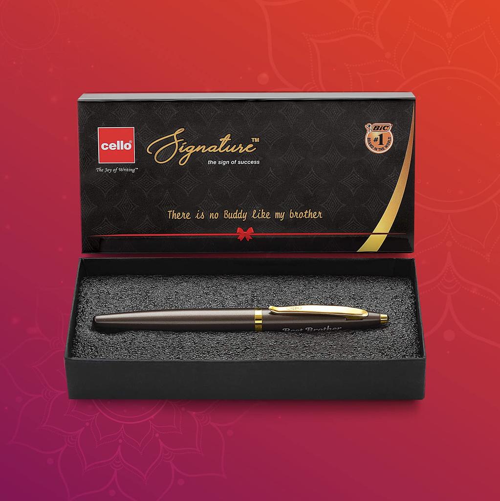 Cello Signature Premium Metal Pen Best Brother Engraved Rakhi Gift Set For Brother Smooth Writing Gift Box Pack Of 1 India