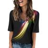 Women's V Neck T Shirts Half Sleeve Tops Printed Casual Summer Tees T Shirt Blouse