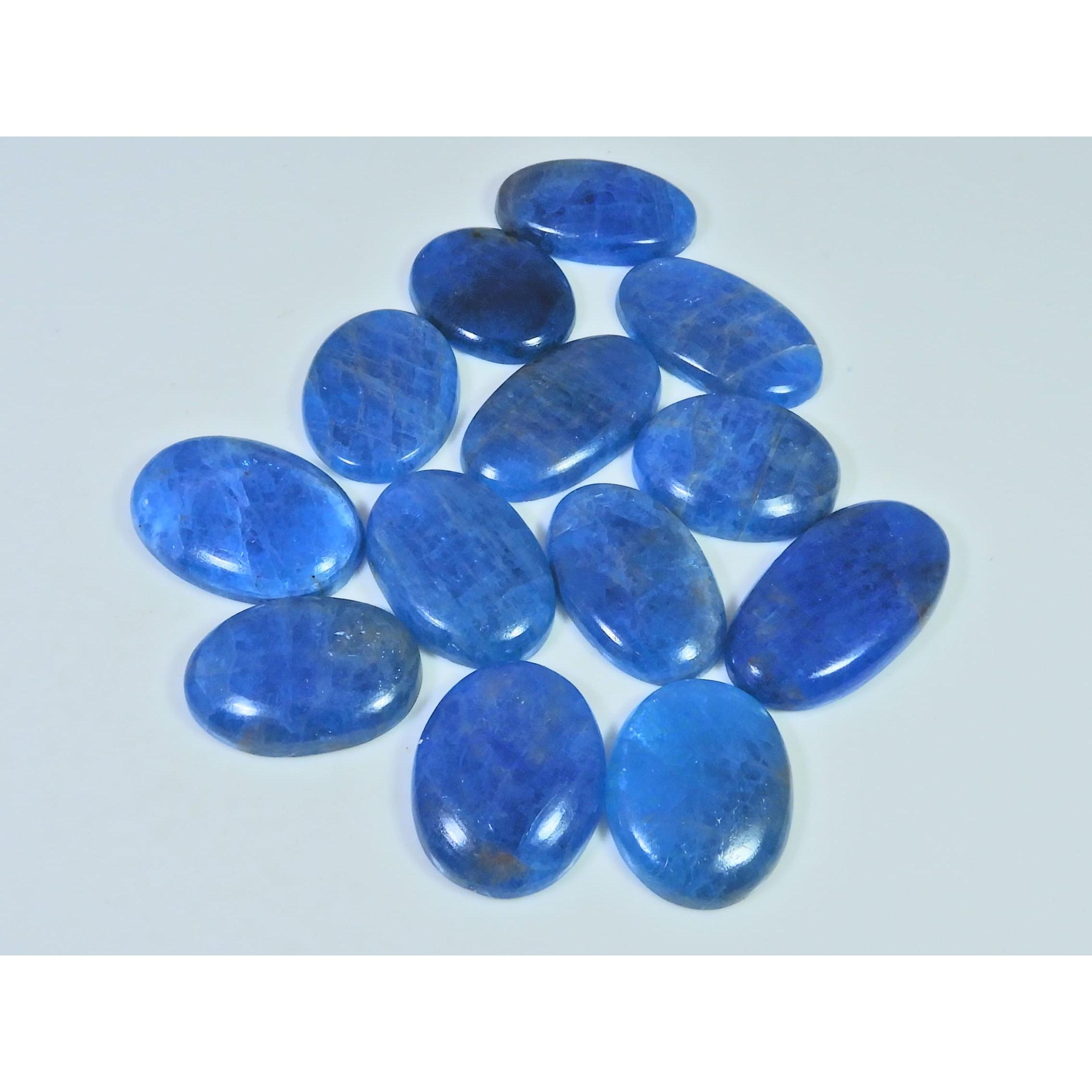 13Pcs Natural Blue Apatite Oval Shape Cabochon Loose Gemstone 333Cts. Lot C-2425