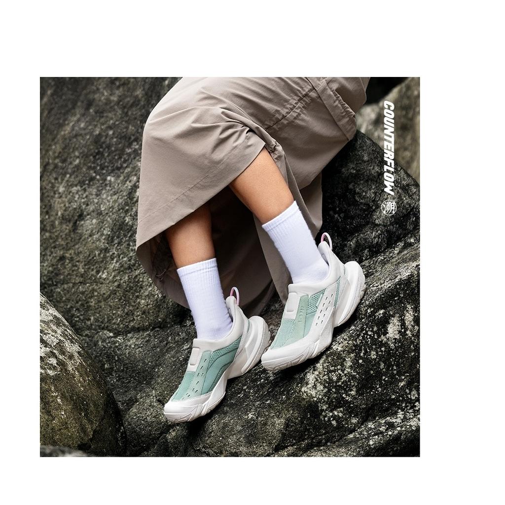 Li Ning CF Trail Series Hiking 3 Lite Shock Absorbing Durable Low Top Casual Shoes Unisex Casual Shoes Green Gray AGLU147-4