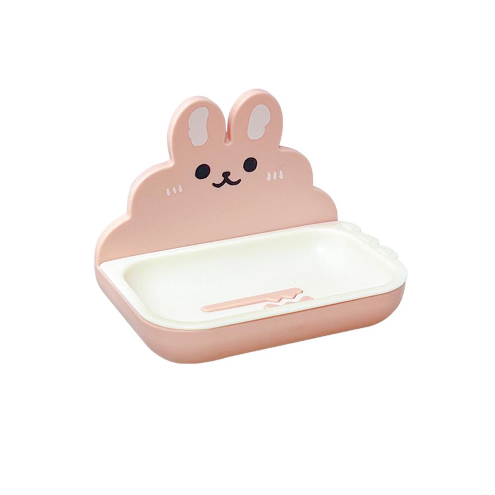 Cute Rabbits Soaps Box Holder Wall Mounted Punch Free Double-Layer Quick Drain Soaps Storage Case Rabbit Soap Dish Cover