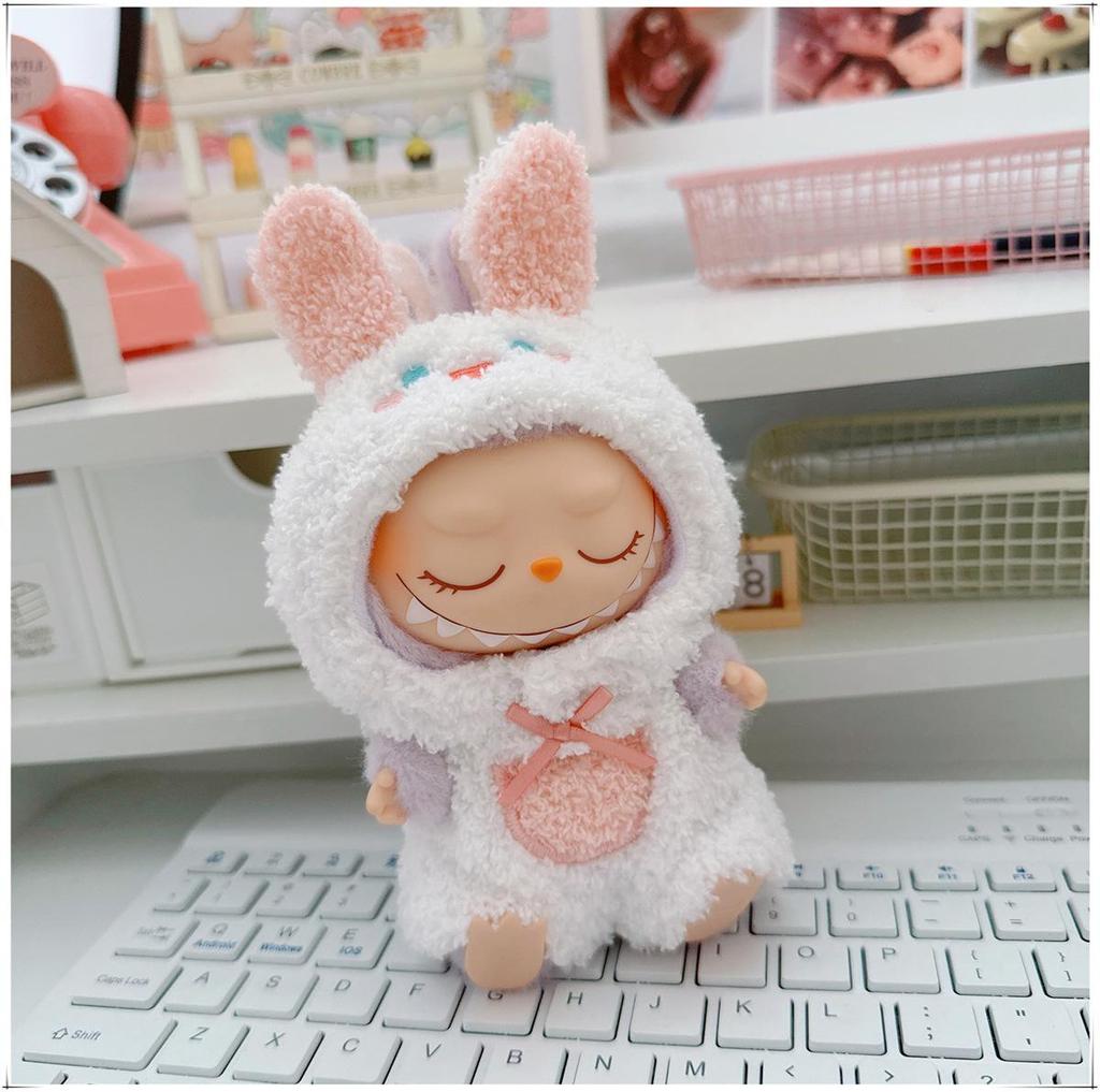 First, Second, and Third Generation Labubu Doll Clothes: 17cm Plush Onesie for 10cm Labubu Dolls, Cute Cartoon Design