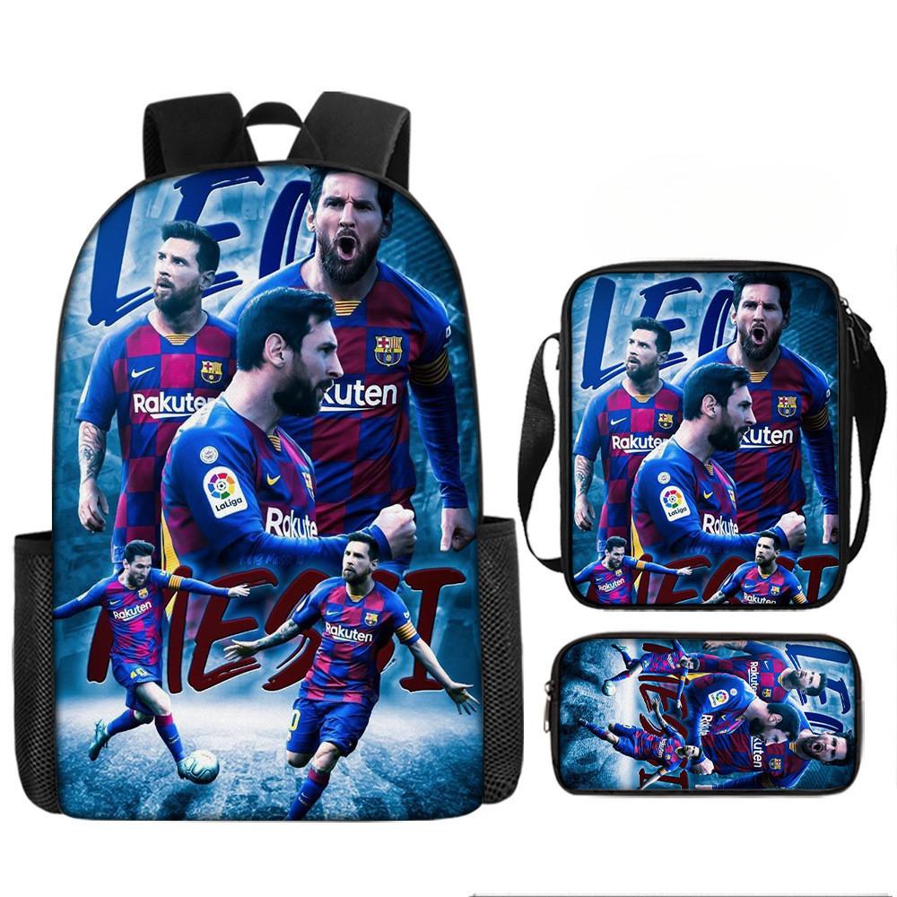 Messi Soccer Kids Backpack Set With Breathable Oxford Fabric For School Children