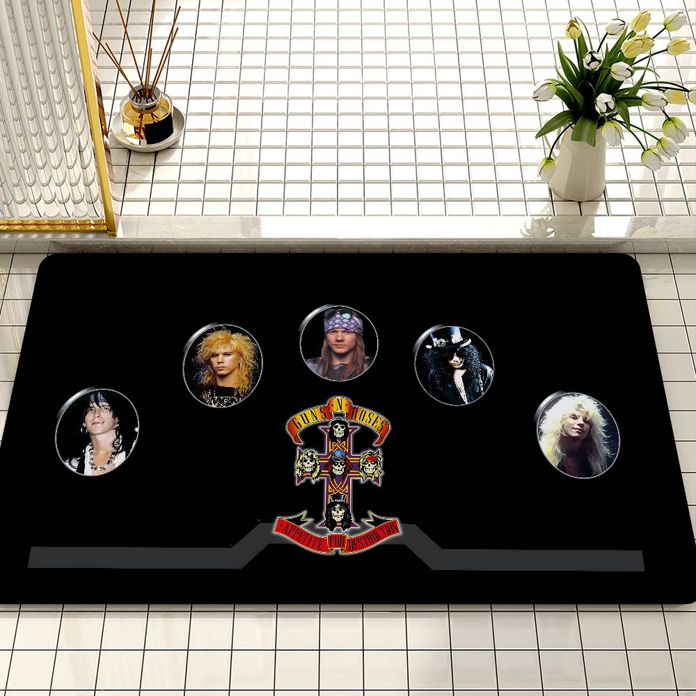 Rock G-Guns N-N R-Rose Band Door Mat Kids Room Bedroom Decoration Balcony Anti-Slip Doormat Living Room Doormat Area Rug