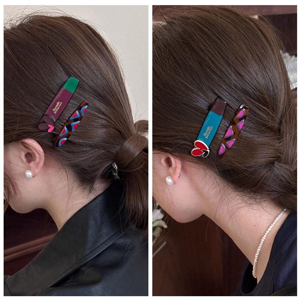 2pcs/set Bangs Clip Hairpins Barrettes Makeup Hair Clips Creative Love Hairpin Set  Daily
