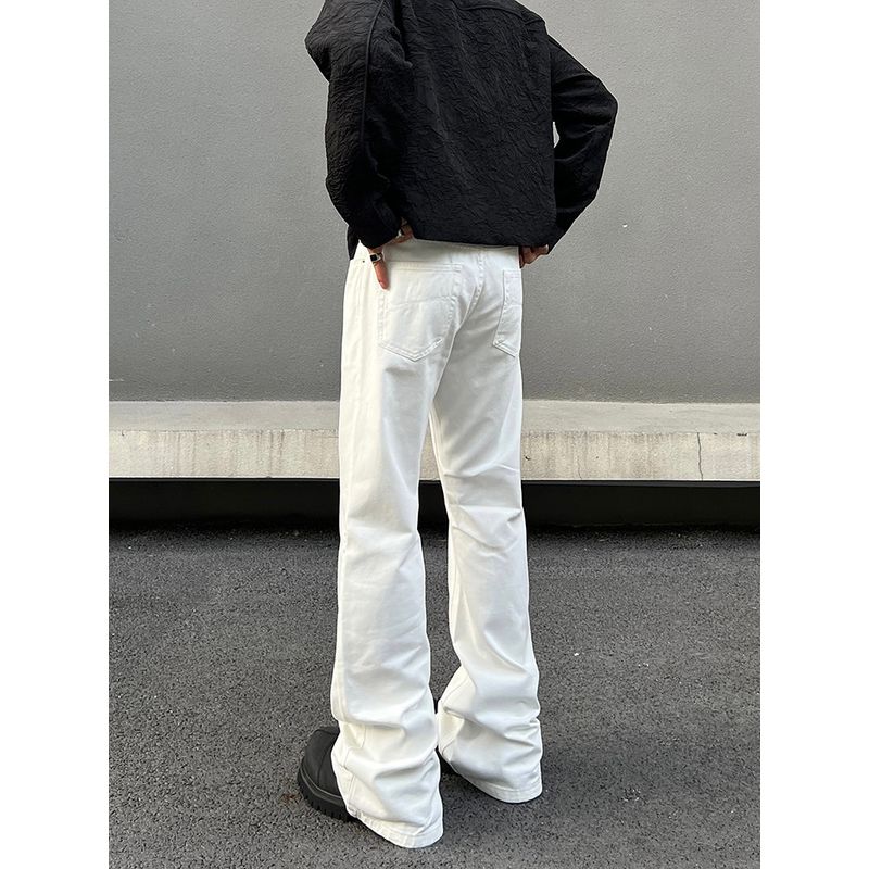 Blaexit Paris Bootcut Knife-Cut Pants Men's White Jeans Straight-Leg Slightly Flared Cleanfit Pants