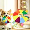 Cartoon Rainbow Dog Plush Toy for Puppy Sounding Plush Bell Wear-Bite Resistant Teething Chew Toy Fun Durable Pet Chew Accessory