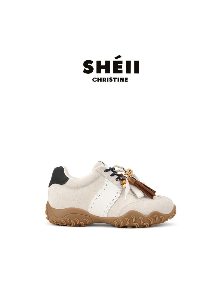 

[Lan Cabinet] New color~ 8cm inner height increase crescent thick-soled mandarin duck shoelaces sports and leisure shoes women s German training shoes 40