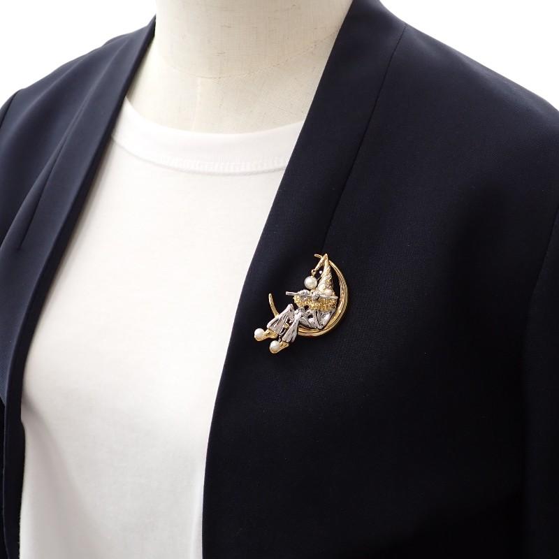 MIKIMOTO  Brooch Silver/gold Silver925/Akoya Pearl Women