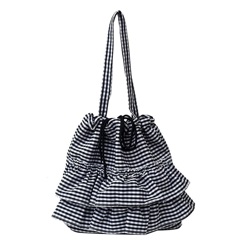 Fashion trendy large-capacity canvas bag women's 2025 new floral plaid tote bag shoulder women's bag