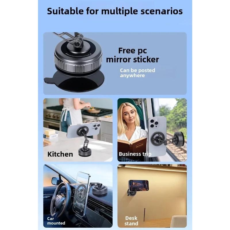 Vacuum Magnetic Phone Stand Three-Axis Foldable 360 Rotating Mechanical Arm Car Phone Holder Universal Navigation Mount