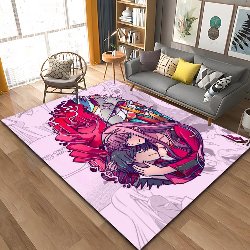 Anime Zero-Two DARLING In The FRANXX Area Rug,Carpet Rug for Living Room Bedroom Sofa Doormat Decoration, Kid Non-slip Floor Mat