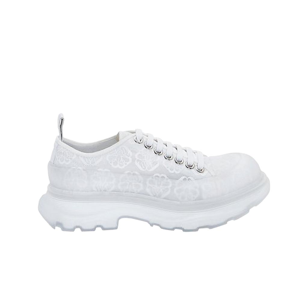 (w) Alexander Mcqueen Tread Slick Lace Up White