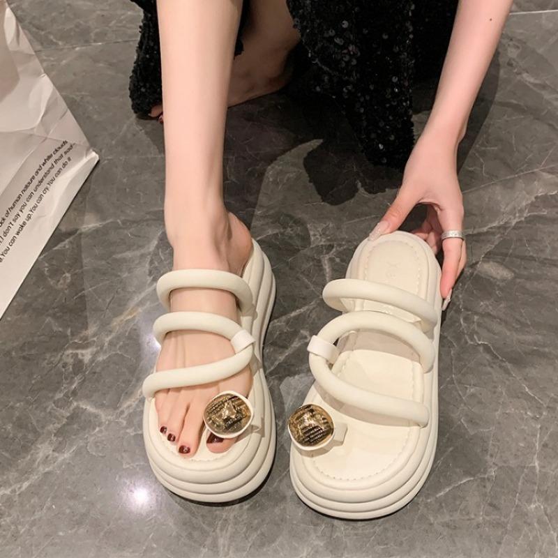 Fashion Outdoors Women Clip Toe Chunky Platform Sandals High Heels Gladiator Slippers Woman Trendy Summer Beach Leisure Flip Flops 7CM