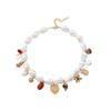 Gold Tone Alloy Pendant Necklace With Pearl Chain Heart Insect Leaf Geometric Charms Bold Statement Jewelry Women