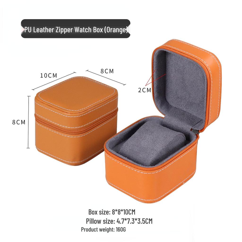 Luxury PU Leather Zippered Watch Box for Men
