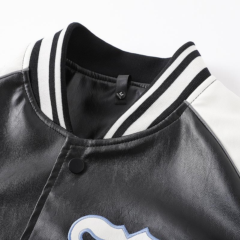 American Retro Motorcycle Suit PU Leather Men's Baseball Jacket Spring and Autumn Pilot Functional Jacket Outerwear