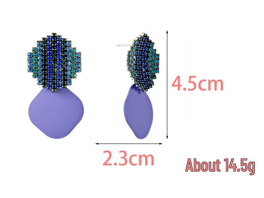 Autumn/Winter Geometric Diamond Color Block Earrings - Luxury Women's Fashion Jewelry