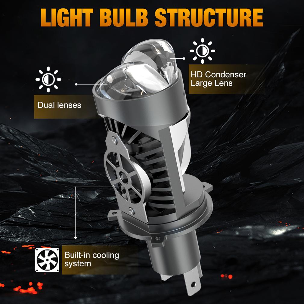 2 ks H4 LED žárovky do světlometů s duální projektorovou čočkou 40000LM 100W CANBUS Turbo Auto Lampa H4 Led Motocyklový Dálkový Potkávací Světlomet 12V 24V 6500K LHD RHD