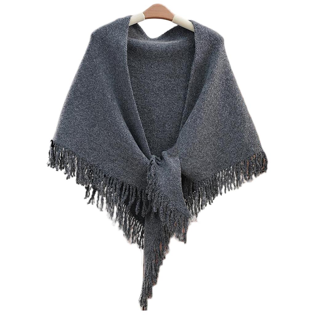 Solid Color Catkin Base Elegant Autumn and Winter Shawl- Soft Fringed Edge Large Scarf