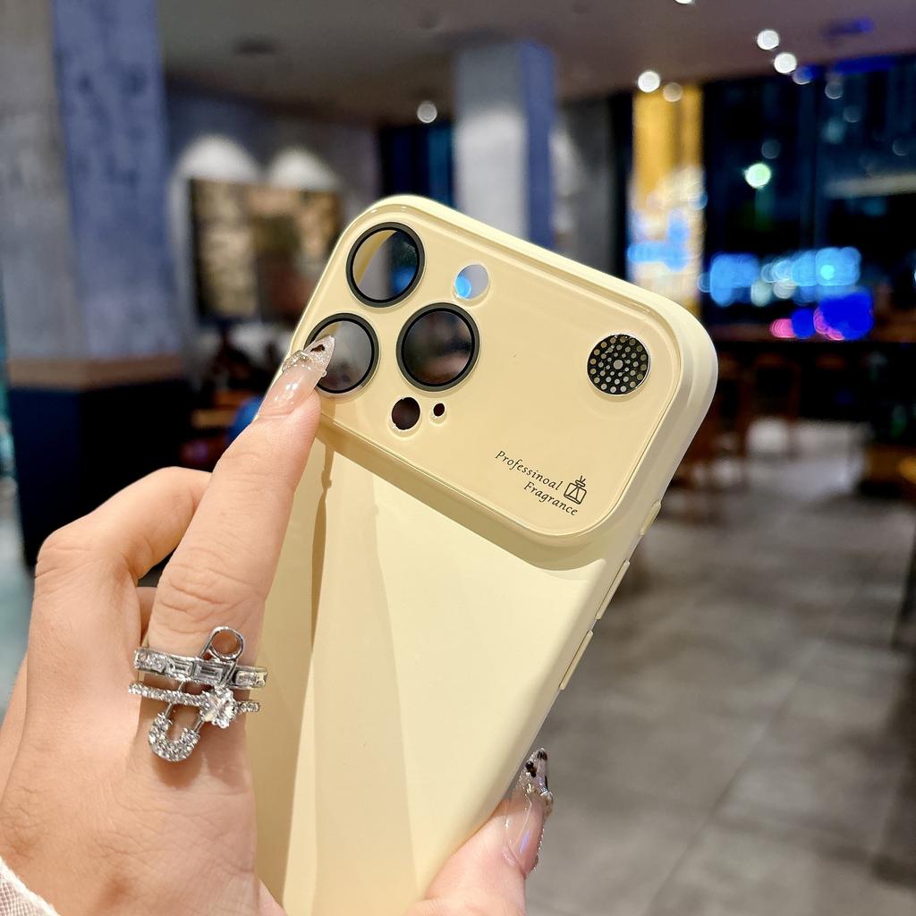 Applicable to Apple 17promax large window fragrance mobile phone case iPhone16 solid color silicone 15 matte protective case