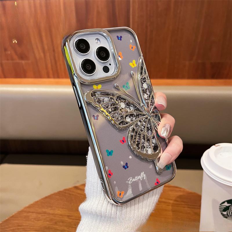 Electroplated Butterfly Card Paper Apple 15Promax Phone Case, Suitable for IPhone14 Protective Case Soft Shell TPU