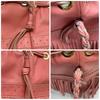J&M DAVIDSON Handtasche Semi Umhängetasche Leder Rosa Carnival Kordelzug Fransen