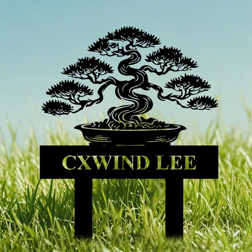 Bonsai Garden Metal Stake Yard Sign Custom Decor
