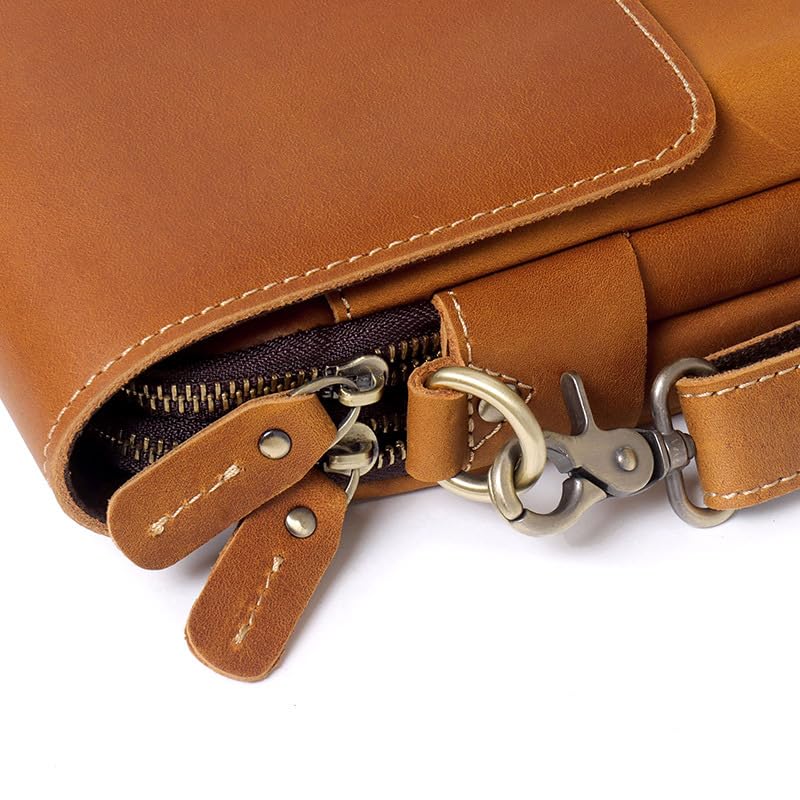 NICE SELECTION Men's Genuine Leather Mini Shoulder Bag, Sacoche, Smartphone Shoulder Bag, Slim, Compact, Simple, 2-Way, 3-Way (Brown, Regular)