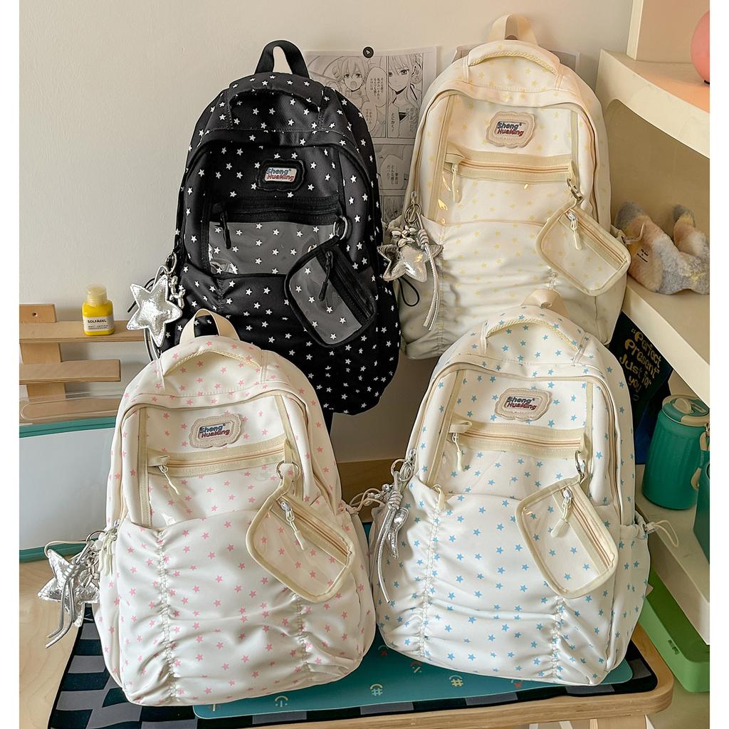 Schoolbag Korean Ins Wind Backpack Female Niche Design Star Large Capacity Junior High School Bag Girl Student Versatile Backpack