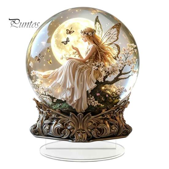 Outdoor Courtyard Decorations Moon Star/Fairy Crystal Ball Ornament, Decorative Acrylic Sphere for Bedroom Living Romantic Room Decor Desk Decor,