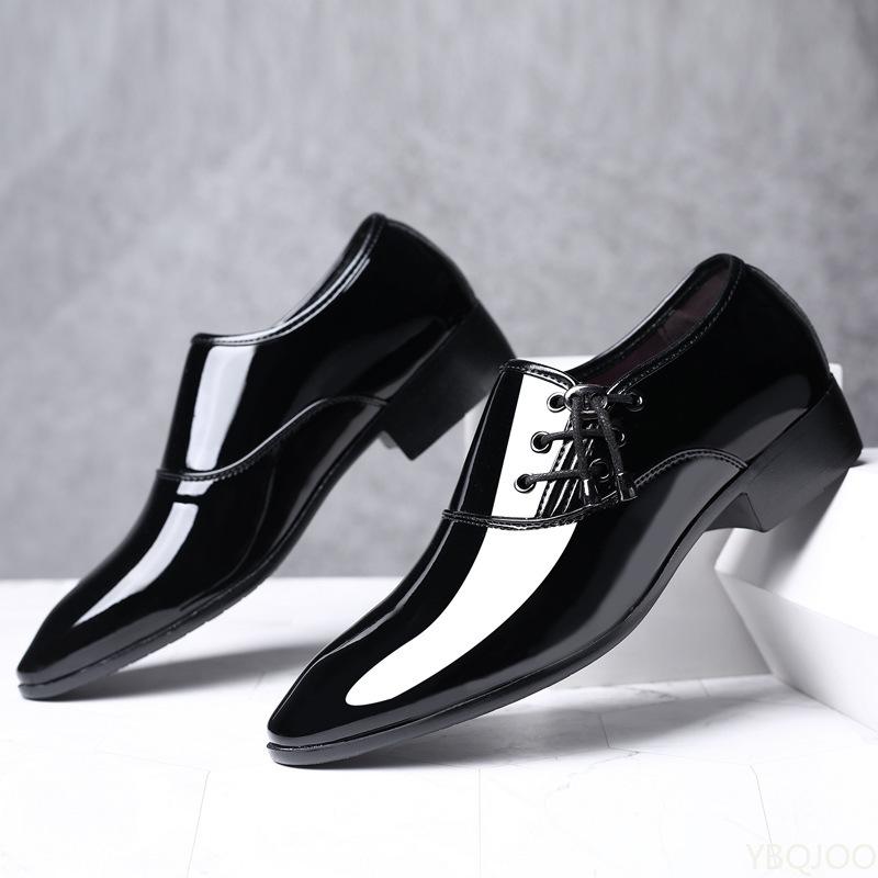 2026 Large Size Fashiable Men's Office Business Formal Shoes Low Cut Daily Comfortable Pointed Shiny Men's Wedding Shoes