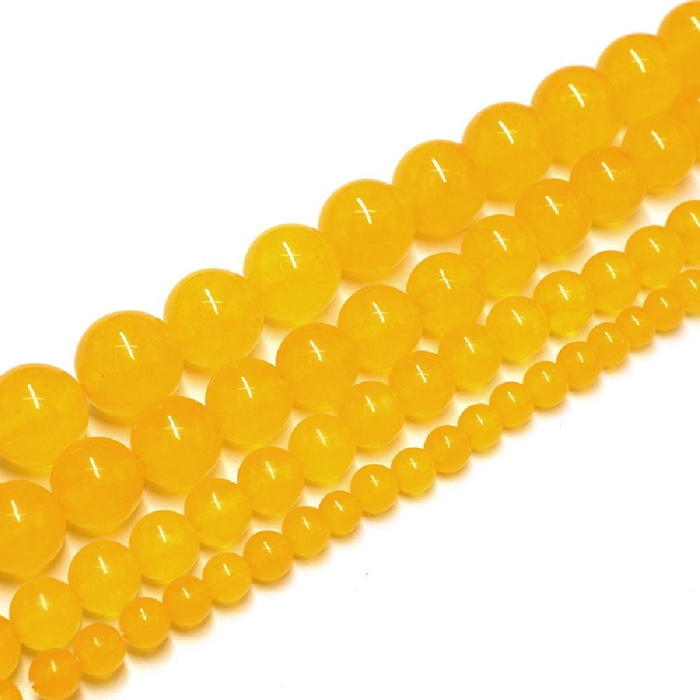Agata Gialla Pietra Naturale Oro Tondo Perline Filo 15" Liscio Sciolto Distanziatore Perline 4/6/8/10/12mm per Creazione di Gioielli Fai da Te Braccialetti Accessori
