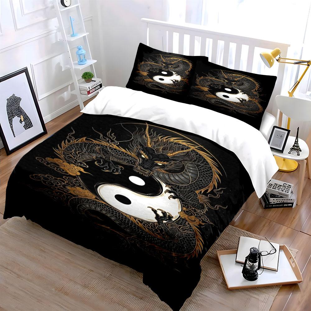 Dragon with Yin-Yang symbol. Bedding sets Duvet cover sets Duvet covers Pillowcases(1* Duvet Cover 2* Pillowcases without duvet insert)