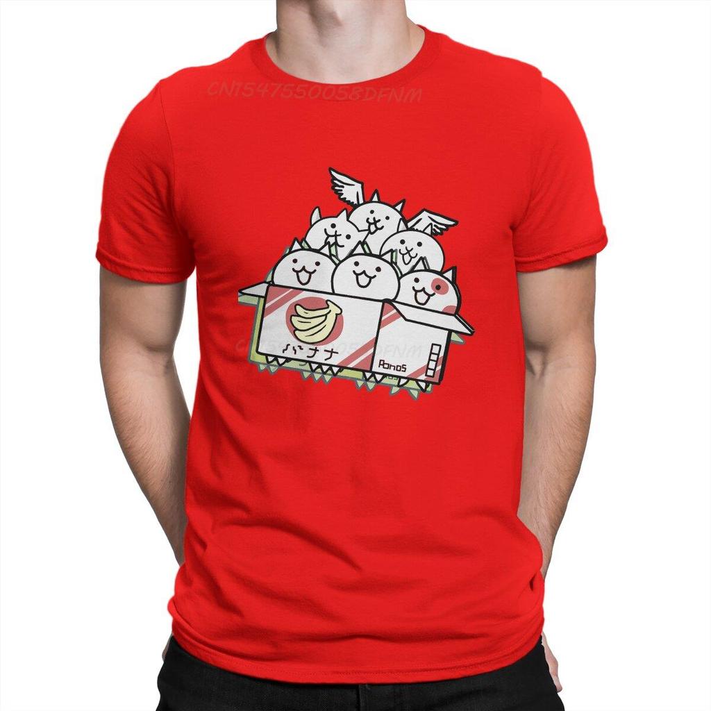 Classic T-shirts Men Pure Cotton Unique T-Shirts Camisas The Battle Cats Cat Game Tee Shirt Male Men T Shirts Men Clothing Man