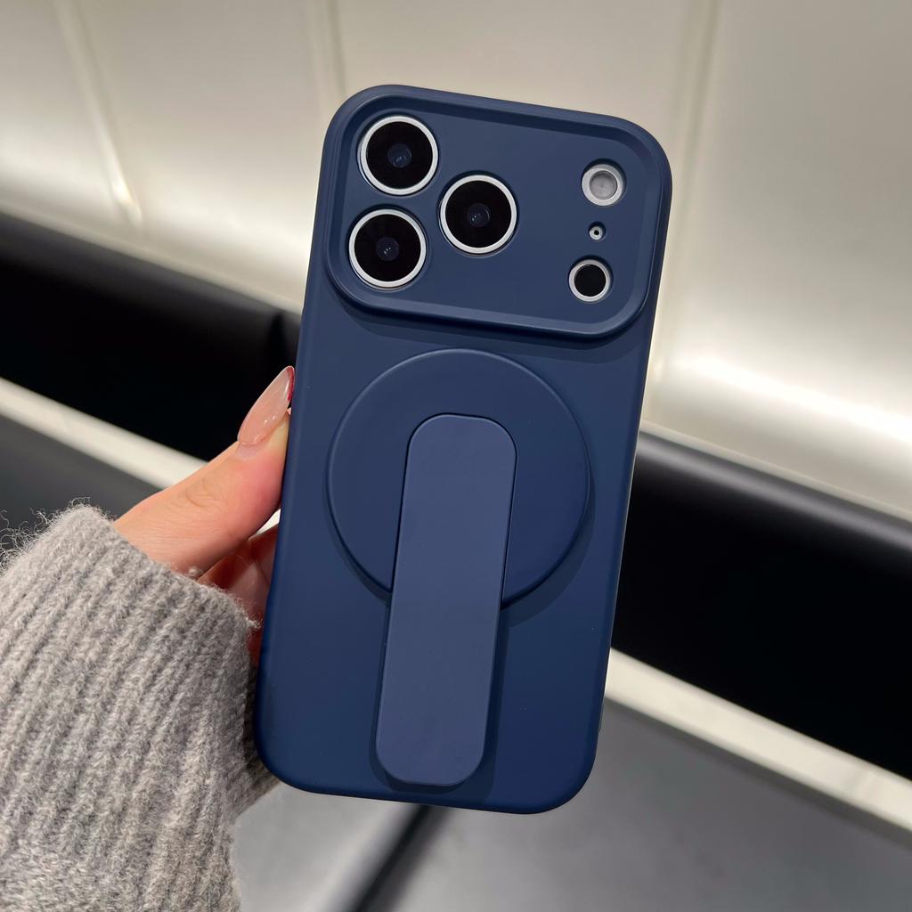 2 IN 1 Liquid Silicone Grip Holder Soft Shockproof Case for Apple iPhone 17 Air 16 Plus 15 14 13 12 Pro Max 11 For Magsafe Cover