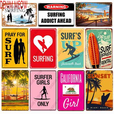 Surfer Zone Metallblechschild, Vintage Strandmetallplatten, Laden Bar Schild, Surfen Metall Wanddekor, Sommerzeit, Stranddekor WY164