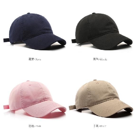 Washed cotton baseball cap with curved brim, solid color, for men and women, offering sun protection and shade