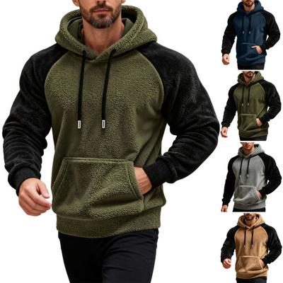 Men Fluffy Hoodie Fuzzy Loose Pullover Hoodie Casual Warm Hooded Fleece Sweatshirt