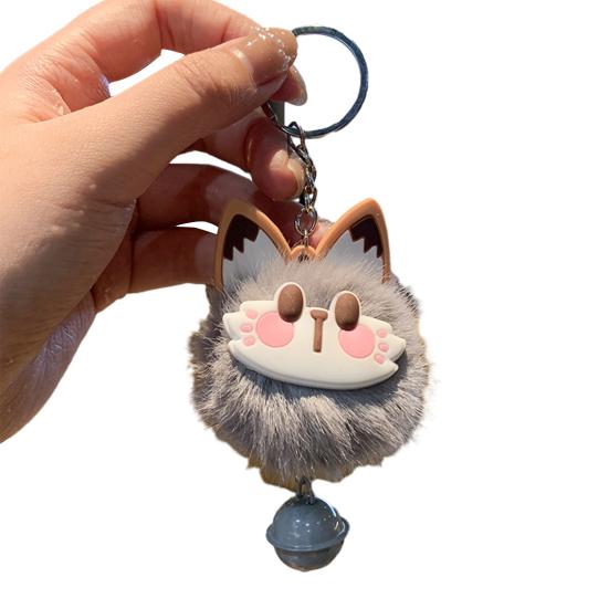 Keychain Rabbit Ear Soft Plush Ball Charm Key Chain Car Keys Bags Backpacks Kids Travel Accessories Stress Relief Gift