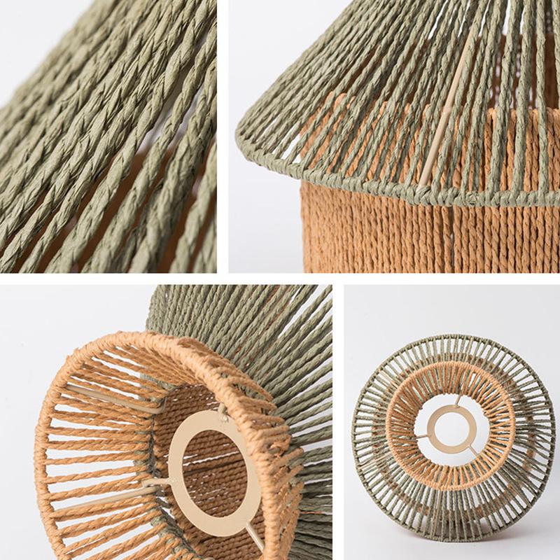 1Pc Lamp Cover Ceiling Lights Lampshade Bohemian Paper Rope Floor Lamp Handmade Knitting Wall Hanging Chandelier