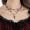 Sweet And Cool Short Cross Star Collarbone Choker Dark Goth Rhinestone Tassel Necklace Women