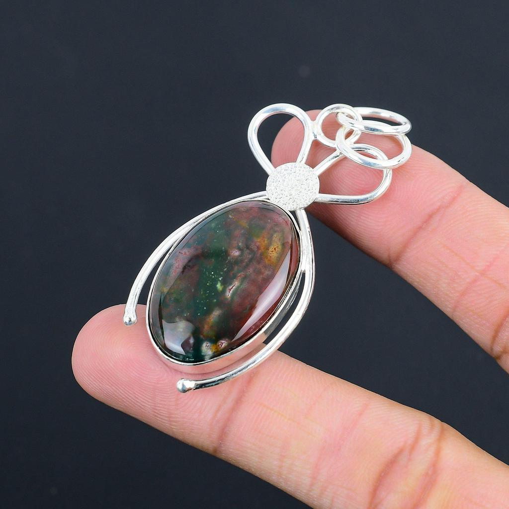 Friendship Day Sale Bloodstone Stone Sterling Silver Birthday Pendant Jewelry