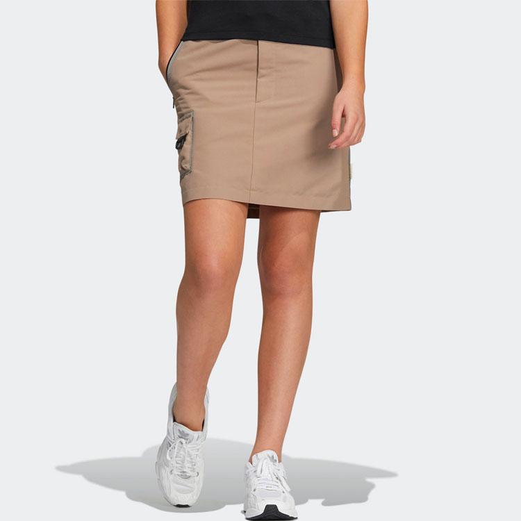 Adidas Originals Multi-Pocket Solid Color Sporty Skirt Women Skirts Brown HE6592