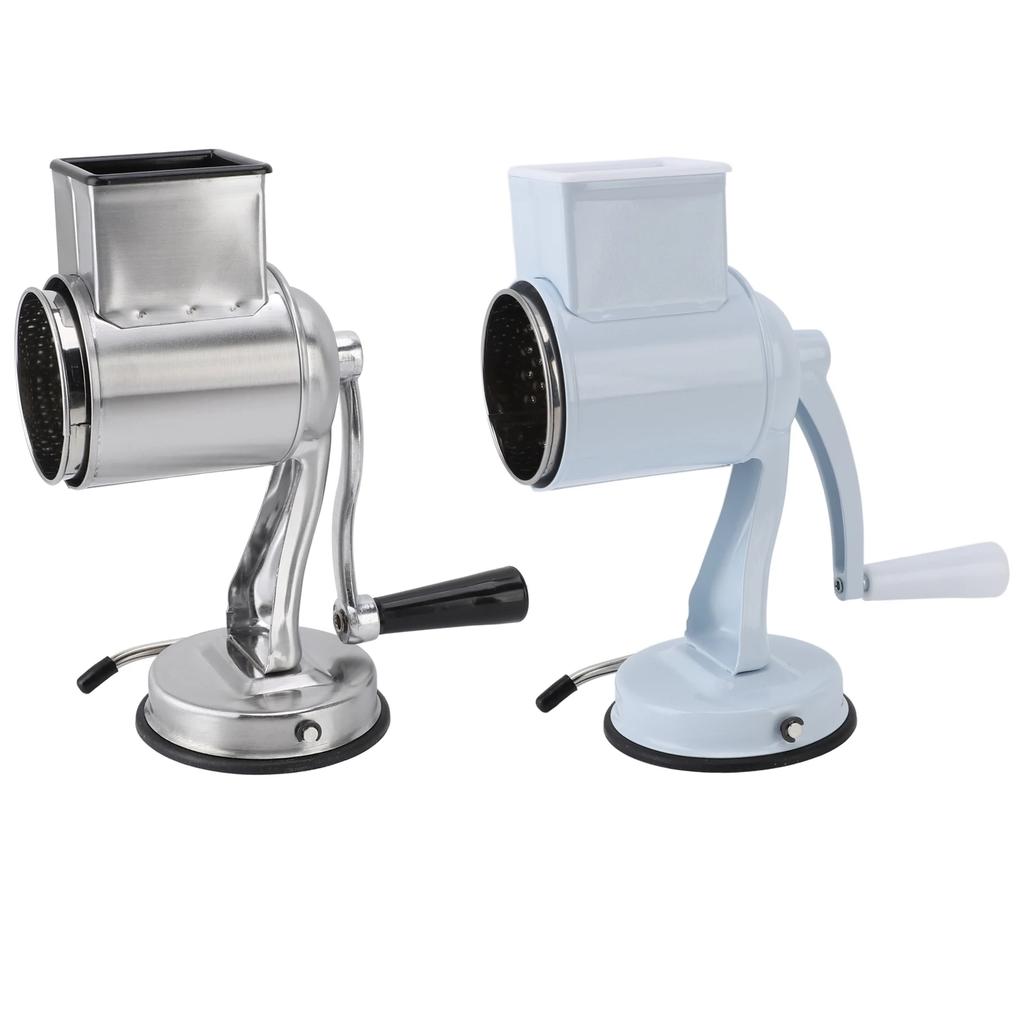 Manual Cheese Grater Shredder Stainless Steel Kitchen Hand Crank Grinder with 5 Interchangeable Blades and Handle for Vegetable