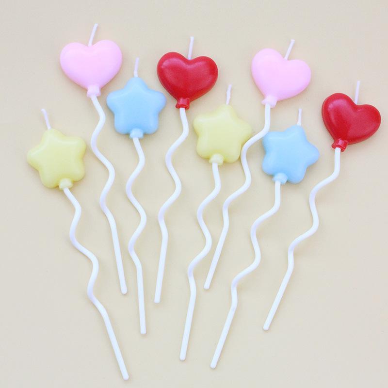 Single Candle Children's Cute Birthday Party Colorful Cartoon Balloon Five-pointed Star Love Cake Candle